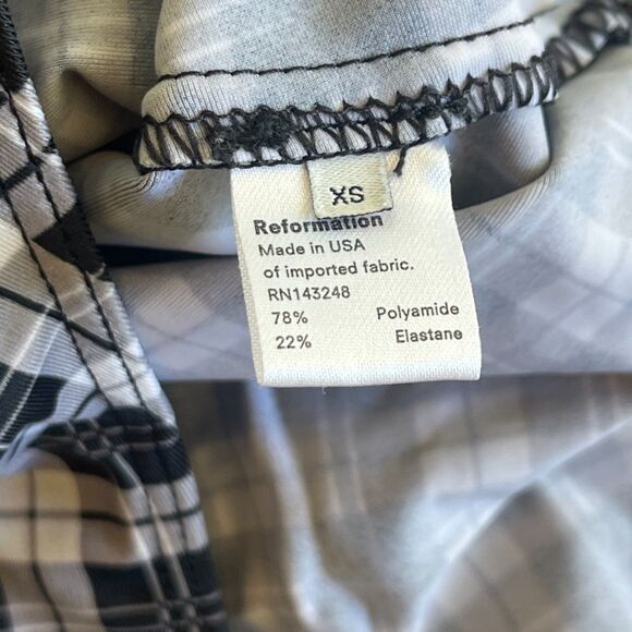 Reformation Swimsuit Maraca Black Plaid Tie Straps Parque $128 XS - Picture 5 of 7